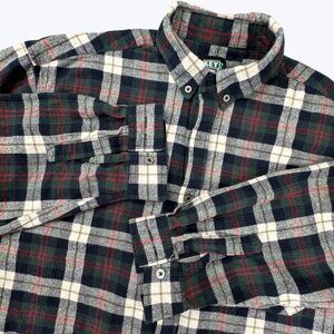 Key Men's Flannel Plaid Long Sleeve Button Front Shirt‎ Size XL 100% Cotton